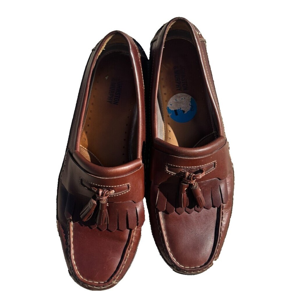 Johnston & Murphy Halsey Loafers Men's 11.5 M Brown Woven Kiltie Tassel 20-2394